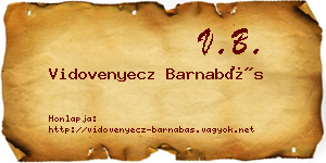 Vidovenyecz Barnabás névjegykártya